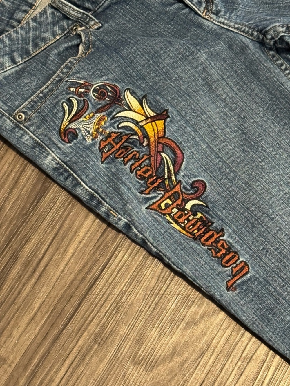 Vintage Harley-Davidson Jeans Womens 6 Petite Y2K Embroidered - Picture 2 of 7